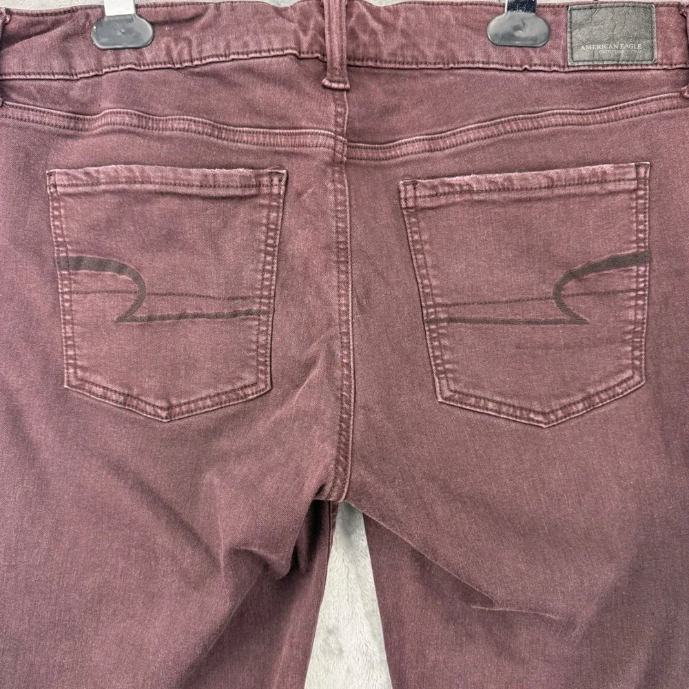 American Eagle Super Stretch X Jegging Burgundy Maroon Skinny Jean WMNS 14 Long